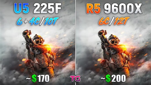 Ultra 5 225F vs Ryzen 5 9600X - Test in 11 games | RTX 5090