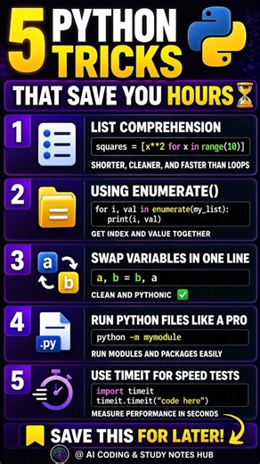 5 Python Tricks That Save You Hours ⏳🔥 | Python Tips & Tricks for Beginners #shorts #python
