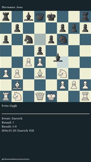 Fritz Gygli vs Hermann Joss | Round 7 | Zuerich, 1934 #chess