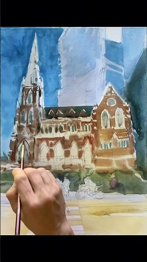 How to Paint Realistic Shadows in Watercolour | Urban Crossing and Gothic Architecture Demo #art