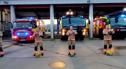 The Heathrow Fire Service team clap along with the rest of the UK to show support and appreciation for the incredible heroes. 👏 #ClapForCarers. #NHSThankYou | Heathrow Airport