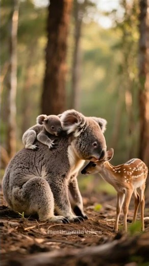 Lost Little Fawn Finds the Sweetest Hug from a Koala Mom 💛