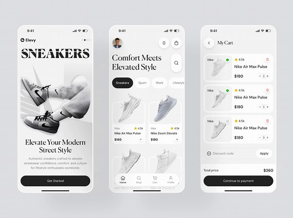 Sneakers E-Commerce Mobile App UI Design | Online Shoe Shopping