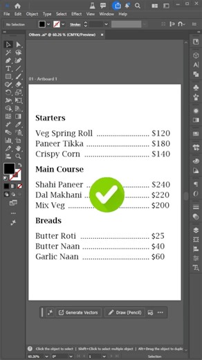Adobe Illustrator 2026 Tips - Editing Menu Designs #vipulgraphics