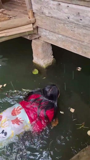 She Jumped Into The House River! 🌧️💦 #Shorts