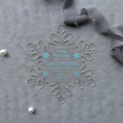 Acrylic Snowflake Invitation: Baby Blue Wonderland Winter Onederland, Sweet 16, Quinceañera - Etsy