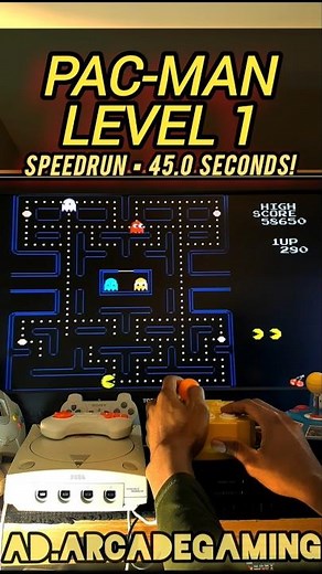 Pac-Man Level 1 Speedrun 45.0s - Namco Arcade Classics Joystick Controller