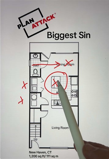 There are several big sins with floor plan design and this is one of them. What do you think about the changes? #planattack #spaceplanning #floorplan #beforeandafter