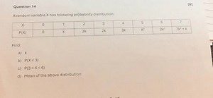 Question 14 [6] A random variable X has following probability d... | Filo