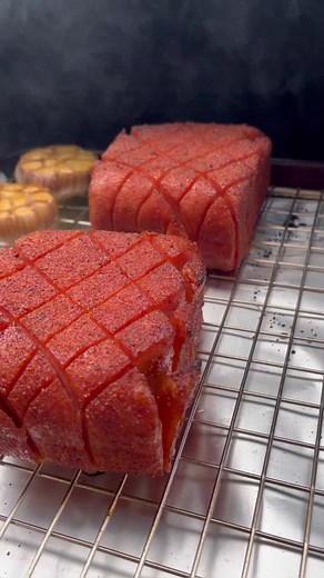 Smoked Spam Recipe. Scored, binded, rubbed, smoked right on my @Pit Boss Grills Navigator #SmokedFood #Spam #fypシ #BBQFood #MakingFood #Eeeeeats