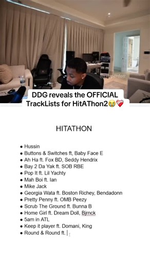DDG reveals the OFFICIAL TrackLists for HitAThon2😭❤️‍🩹 #ddg #fypviral