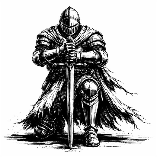 Medieval Knight Kneeling SVG PNG | Knight Templar | Crusader Knight Vector Graphic | Gothic Chivalry Warrior Cut File Digital Download - Etsy