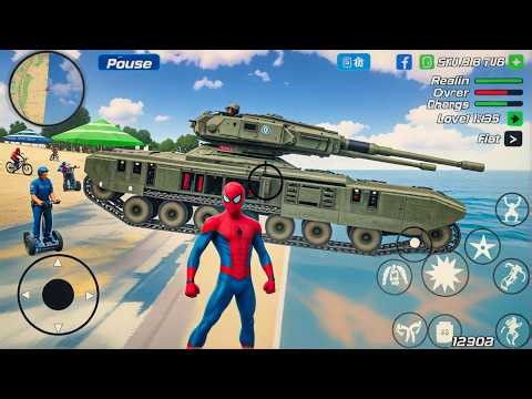 Rope Frog Ninja Superhero and Army Tank in Open World Game - Android Gameplay