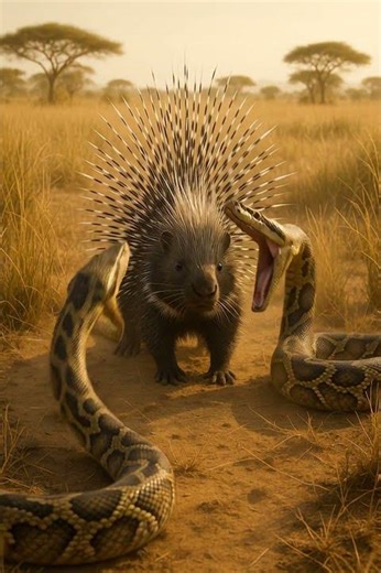 Porcupine vs Two Giant Snakes | Unbelievable Survival Standoff!