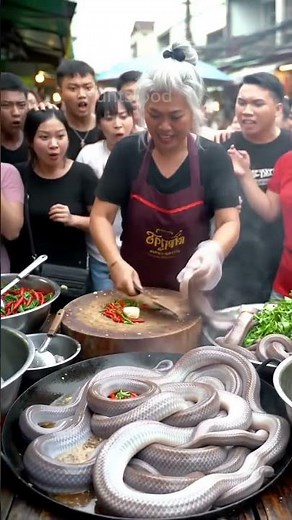 Exotic Street Food! Cooking Giant Sago Snakes in a Traditional Market