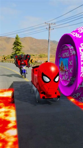 FUNNY CARS | CRAZY FROG & GUMMY BEAR & MARIO & SPONGEBOB & SPRUNKI VS BOLLARD BARBIE IN BEAMNG DRIVE