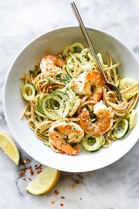 Shrimp Scampi Pasta with Zucchini Noodles | foodiecrush.com