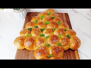How To Make Christmas Tree Pull-Apart Rolls || Ham and Cheese Christmas Tree Bread