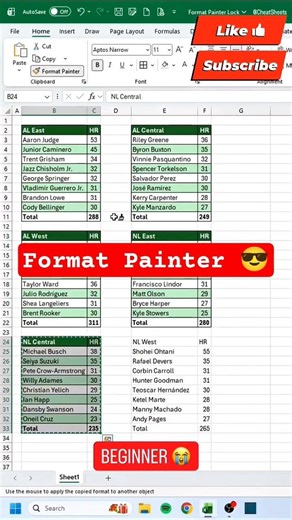 Format Painter in Multiple Sheets with One Click | Excel Secret Trick 😱 #excel #exceltips #shorts