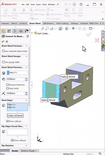 Convert Solid to Sheet Metal in SolidWorks | Easy Method #shorts #shortsfeed