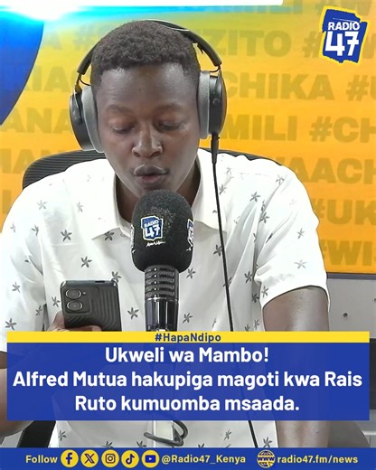 TRUTH CHECK: Beware of AI-generated images! A fake picture of Dr. Alfred Mutua showing him kneeling down before the President William Samoei Ruto has been circulating online. Dr. Alfred Mutua stated that the image is not genuine and was digitally manipulated to spread misinformation and cause confusion, urging Kenyans to verify information from credible sources and work together to stop the spread of false content online. Edwin Simiyu Watch us live: www.radio47.fm Join WhatsApp channel: https://