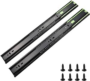 Full Extension Drawer Slides 14 16 18 20 Inch, Self-Closing Design, Heavy Duty Drawer Slides Fits Most Bottom/ Side-Mounted Drawer Systems（1 Pair, 20 inch）