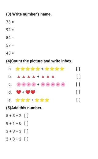 Maths worksheet for Class 1! 🍎✏️ #Math #Worksheet #Class