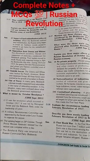 🔥 Class 9 History Chapter 2 | Full Notes + MCQ + All Questions Answers | Russian Revolution#shorts