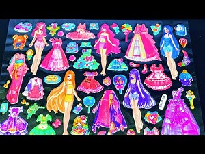 🌈Vỉ Sticker Hình Dán 2 Lớp Váy Đầm 5 Công Chúa Cute - Decorate Sticker Dress Up Princess-DIY