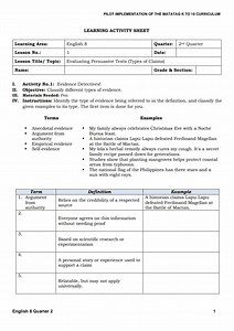 Activity: Evidence Detectives!Objective: Classify different t... | Filo