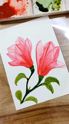 Magnolia Flower Watercolor Painting 🌸 | Shorts #shorts#watercolorpainting#magnolia#flowerart#artist