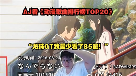 AJ看《动漫歌曲排行榜TOP20》 “龙珠GT我最少看了85遍！”