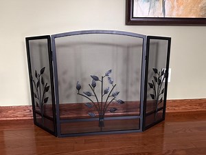 Vintage Fireplace Screen With Tree and Leaves Design/ Black Metal Fireplace Screen/black Mantel Screen - Etsy
