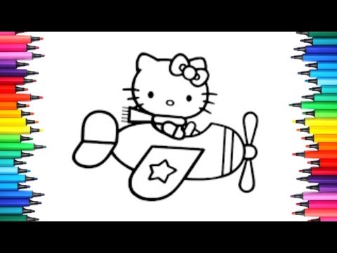 ✨🎀✈️ (SUPER CUTE HELLO KITTY PILOT 👩‍✈️💖) FUN & EASY COLORING FOR KIDS&TODDLERS 🎨✨