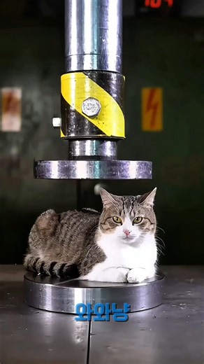 Squeezing a cat with a hydraulic press