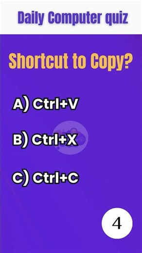 short cut key for copy | shortcut quiz | Daily computer quiz #computergk #quiztime #shortcutkeys