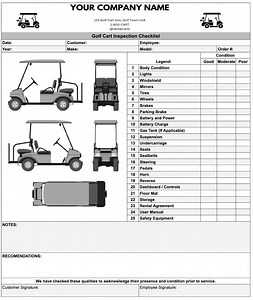 Golf Cart Inspection Checklist: 25-point Vehicle Condition Form (PDF) - Etsy