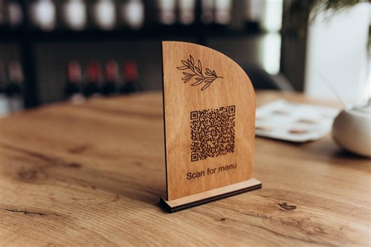 Custom Wooden QR Code Menu Sign, Restaurant Tabletop Display - Etsy Canada