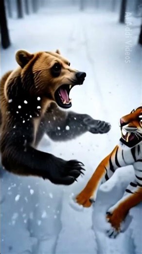 Tiger vs Bear | Savage Snow Forest Battle — Tiger Dominates (Cinematic 4K)#epicbeast #fightofanimals
