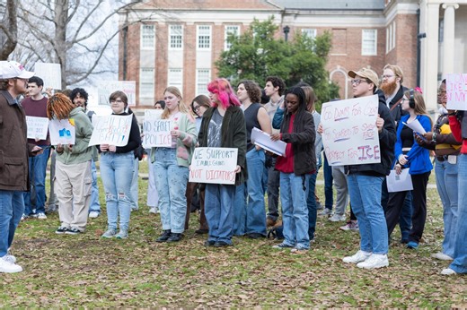 University of Alabama students rally against ICE on Quad