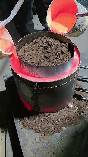 Pouring Smelting Brass Into Customized Mould With Bent Iron Tube Inside To Make A Brass Heater !