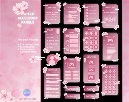 Sakura Twitch Panels Info. Cherry Blossom Twitch Panels Bio. Cozy Japanese Stream Panel Slider. Pastel Twitch Info Panel Set. Canva Template - Etsy