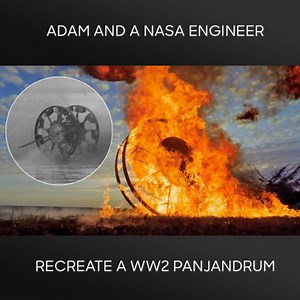 One of the forgotten inventions of WW2 is the Panjandrum, a gigantic twin wheel rocket. Adam Savage attempts to recreate the flywheel and tests it out with NASA Engineer Adam Steltzner. | Discovery Channel Australia