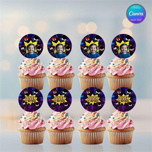 Ninja Kidz Cupcake Toppers: Space Warp Birthday Party Decor (canva Template) - Etsy