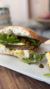 Steak Sandwiches with Halloumi, Rocket & Salsa Verde 💪🏽 Simple, melty, and very satisfying. 💕 Serves 2 Ingredients • 2 sizzle beef steaks • 1 ciabatta loaf, split lengthways • Melty cheese (mozzarella, provolone or fontina) • 2 thick slices halloumi • A handful of rocket • Salsa verde • Olive oil • Salt Method 1. Heat a sandwich press. Place the ciabatta cut-side up, scatter with cheese and close the lid without pressing down — you want the heat to melt the cheese, not squash the bread. Toast