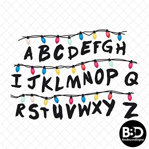 Stranger Things SVG PNG / Fuente del alfabeto de luces navideñas Clipart / Arte de pared inspirado en el revés Impresión digital Archivo de descarga para Cricut - Etsy México