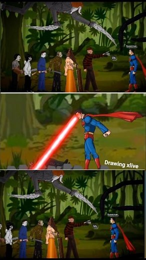 Superman vs pennywise. Slender Man. Jason. Freddy Krueger.Jeff The killer Chainsawman.Michael Myers.