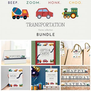 Transportation Birthday Party Bundle Toddler Party Printable Birthday Decorations Party Supplies All in One Themed Party Editable Vehicles - Etsy