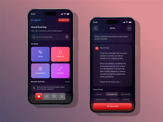 AI Writing Assistant – Smart Content Generator App UI