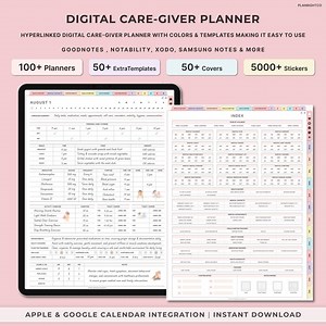 Digital Caregiver Planner, Home Health Care, Medical History, Vitals Log, Elderly Caregiving, Caregiver Daily Log & Checklist, iPad Planner - Etsy